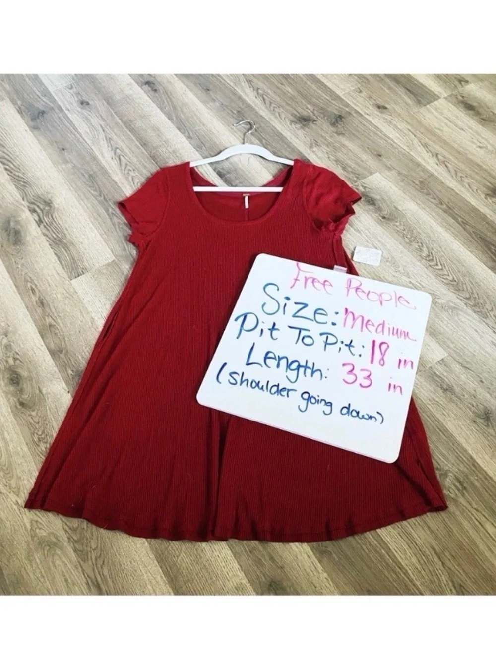 FREE PEOPLE Burgundy Ribbed T Shirt Dress
